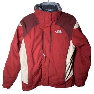 The North Face Women's Red and Cream HyVent Shell Ski Jacket Size Medium